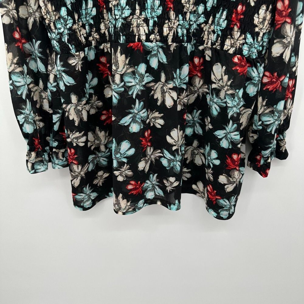 Lane Bryant Tunic Top Shirt Blouse Size 22‎ 24 Sheer Floral Smocked Stretch New - Picture 6 of 12